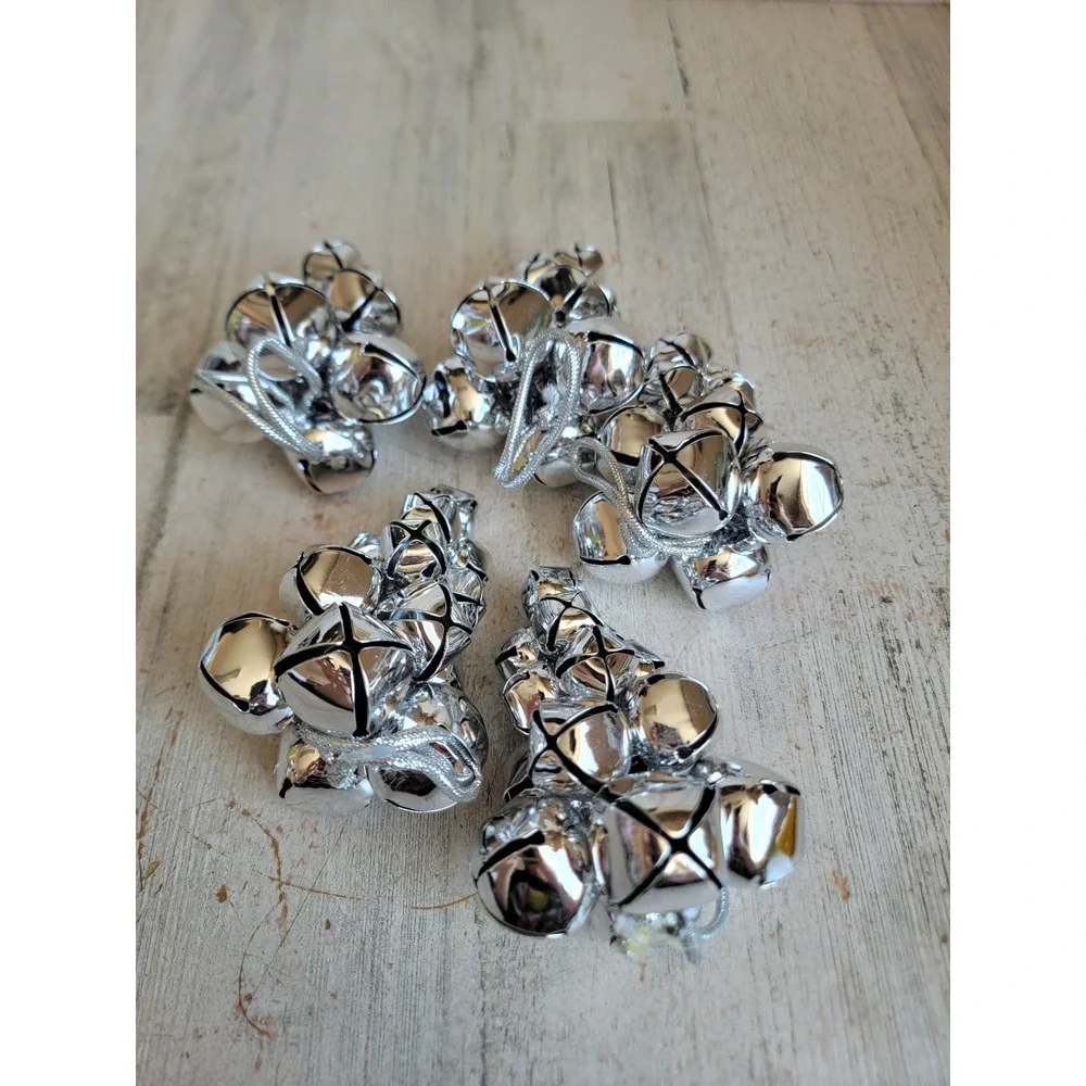 Pottery Barn silver grapevine Bell RARE ornament Xmas jingle unique set